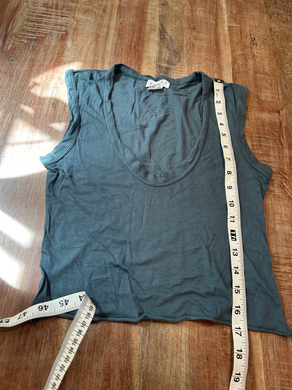 Velvet by Graham & Spencer Slate Blue Deep Scoop Neck Cropped Tank - Picture 3 of 6